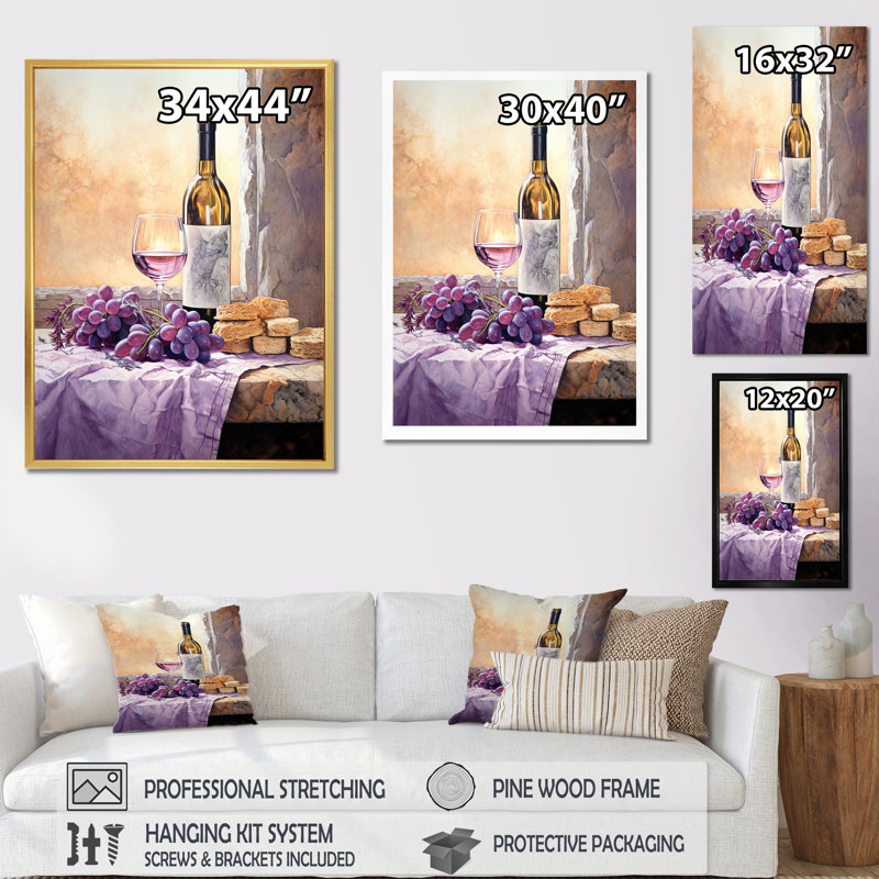 Winerys Whisper, reproduction d'art sur toile, Cadre flottant doré, H 32 po x l 24 po x P 1 po
