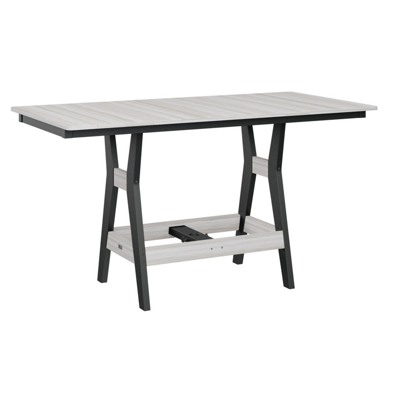 Harbor Outdoor Bar Table, Seashell, Black, 38.87" H x 66" W x 33" D