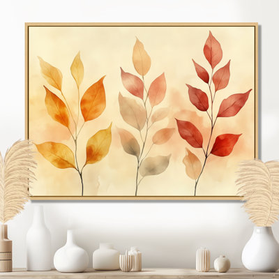 Art mural feuille d'automne, aquarelle de feuilles d'automne vibrantes, décor botanique aquarelle