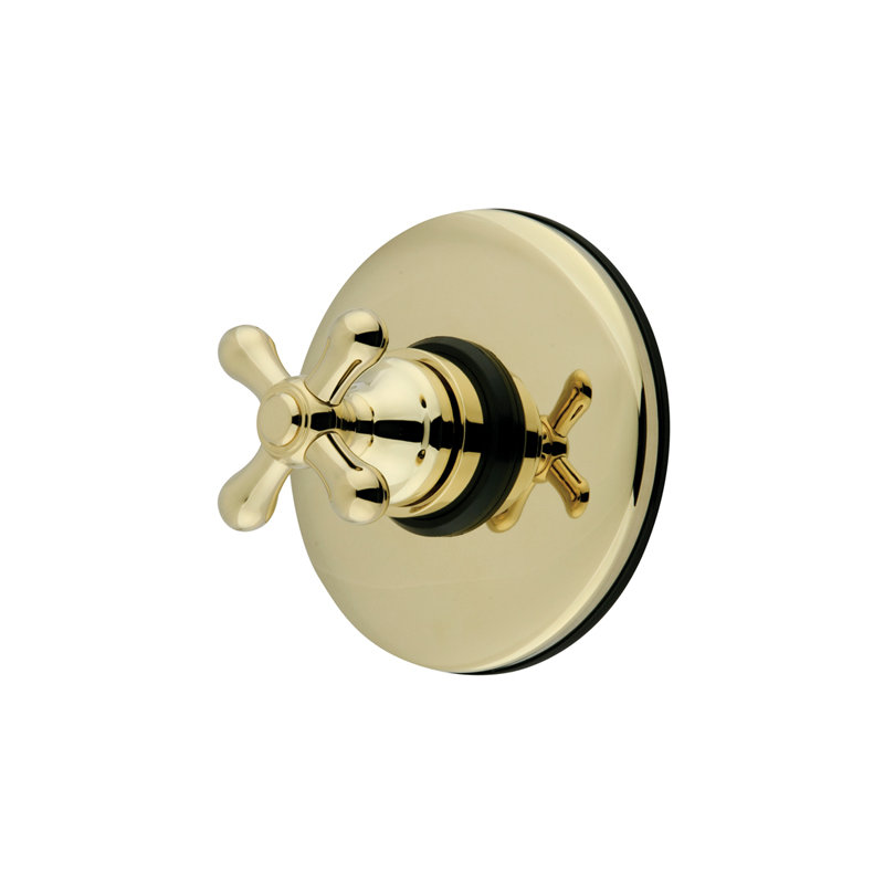Wall Volume Control Faucet Shower Faucet Trim Only with Metal Cross Handles, Polished Brass