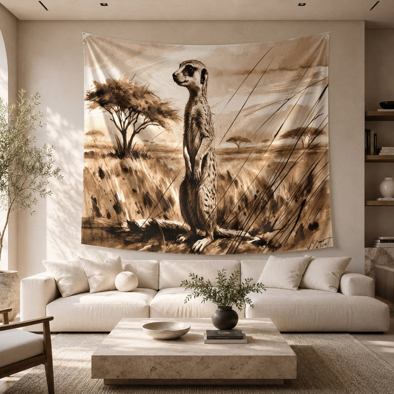 Tapisserie murale Wildlife Suricate, 68 po x 80 po