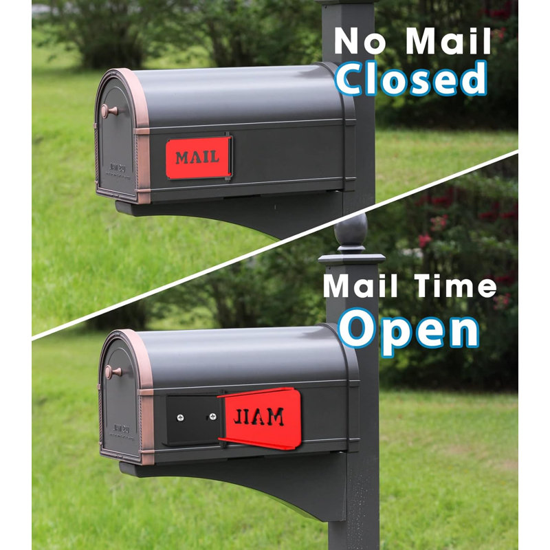 Professional Mailbox Flag, Galvanized Steel Universal Outgoing Matte Mailbox Replacement Flag Kit Upgraded Sinking-Fixed Design For All Other Surface Rust Resistant Mailbox Flag,Black And Red, 7 X 2.5 X 0.5 Inches