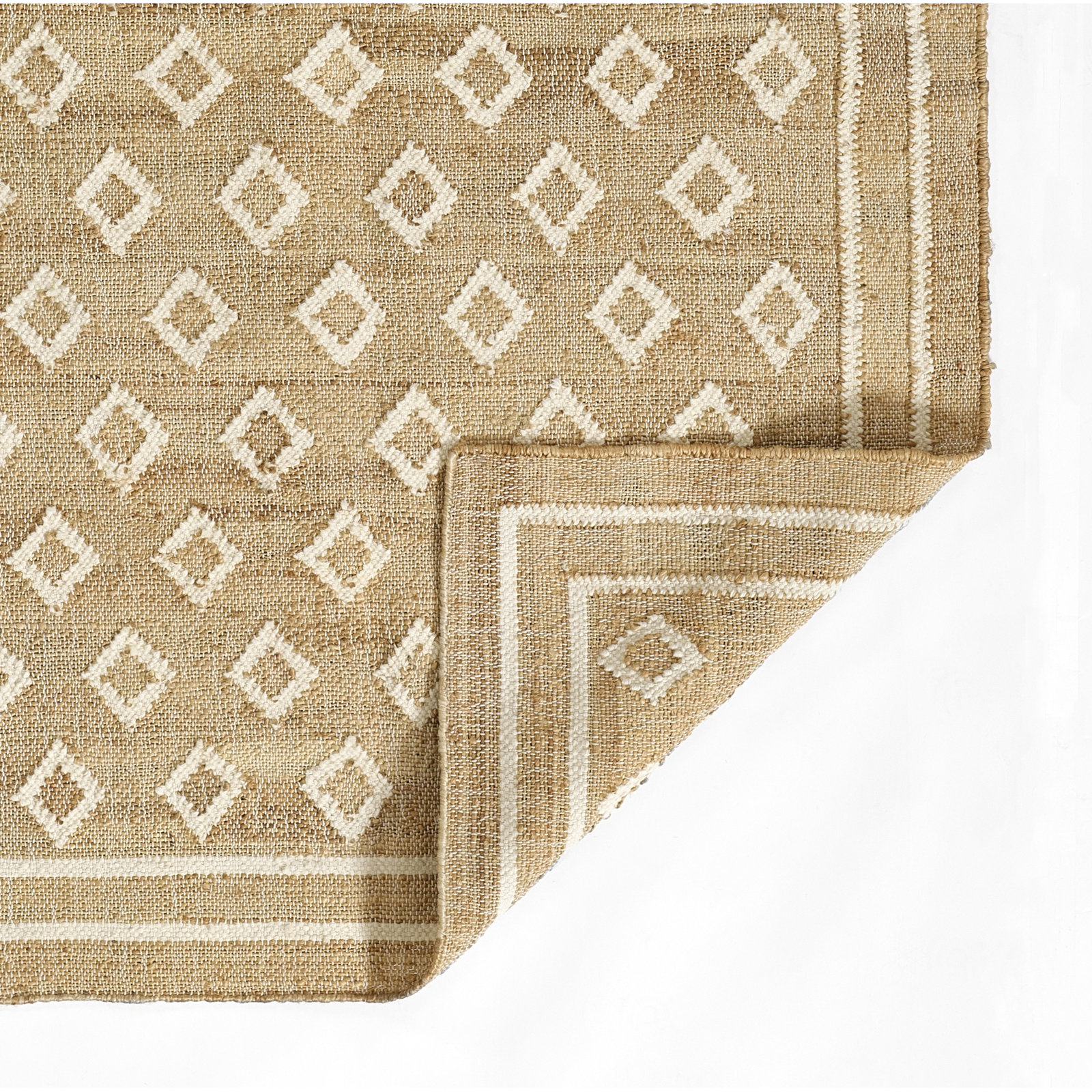 Orchard Natural Hand-Woven Geometric Jute Rug, Rectangle 2' x 3'