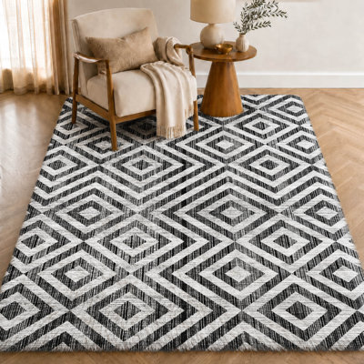 Tapis géométrique Dream Shag ADS733, lavable à la machine de qualité supérieure