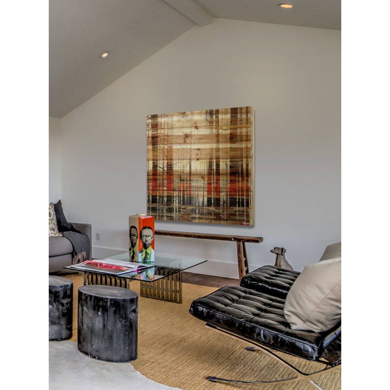« soleil light through the trunks », reproduction d’art sur bois, H 32 po x l 32 po x P 1,5 po
