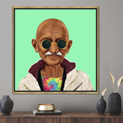 Famous Art, India Peace Hipster Canvas Art, Mahatma Gandhi Wall Hanging, Gandhi Graffiti Canvas Print, Personalized Gifts,