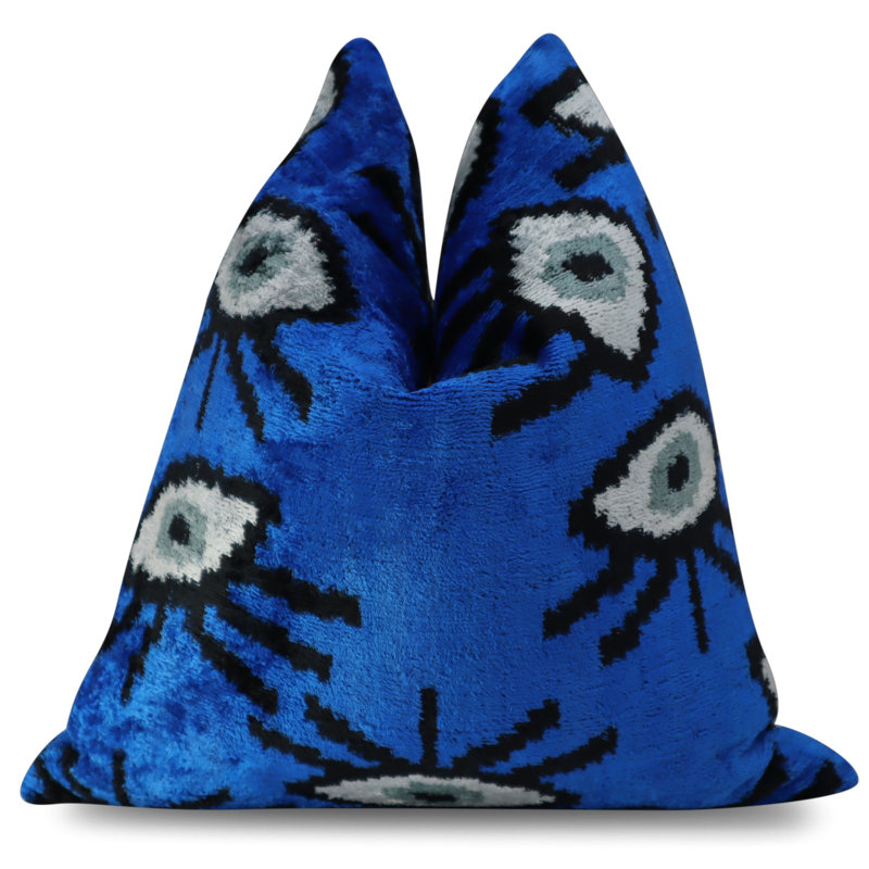 Coussin décoratif géométrique, Bleu, 16 po x 16 po, Carré