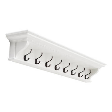 Sherborne 8 - Hook Wall Mounted Coat Rack with Storage Beachcrest Home Color: Ivory