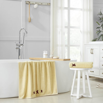 Ensemble de 2 serviettes de bain Timeless Linens Prim Stars 27 x 54