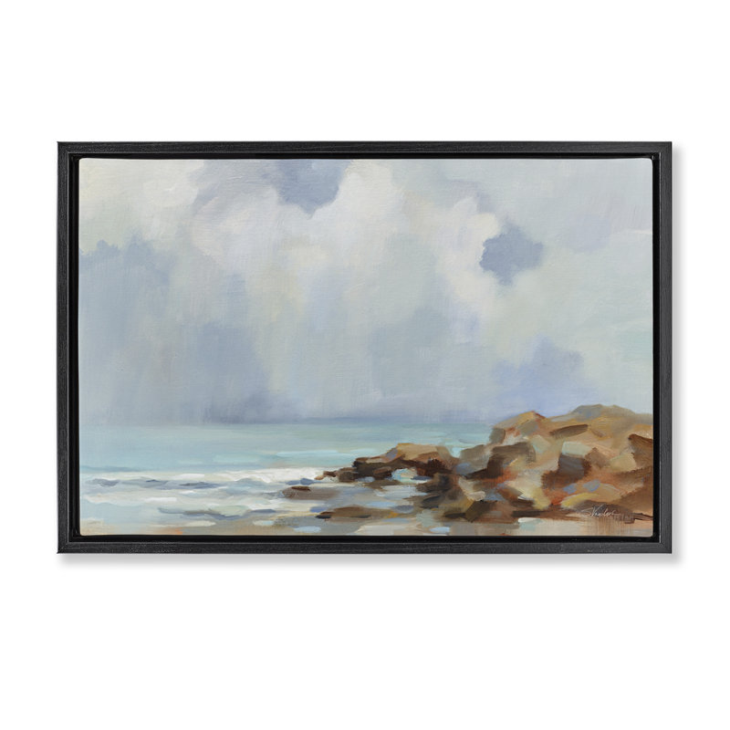  «Morning at Stone Beach» par Silvia Vassileva, H 21 po x l 31 po, Cadre flottant noir de jais