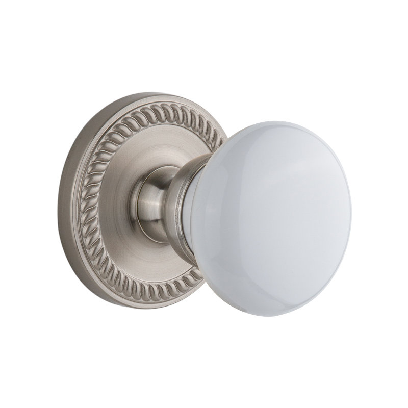 Grandeur Newport Rosette Double Dummy with Parthenon Door Knob, Satin Nickel