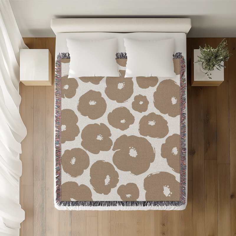 Jeté en coton Poppi, Beige, 60 x 60