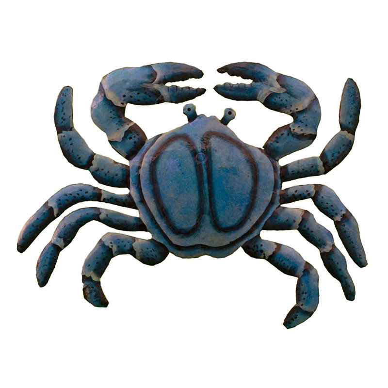 Galya Blue Crab Hand-Chiseled Recycled Steel Wall Decor