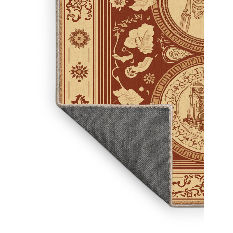 Tapis oriental doux et moelleux à motif d'anatomie humaine Palethorp - reliure beige, 8 x 12
