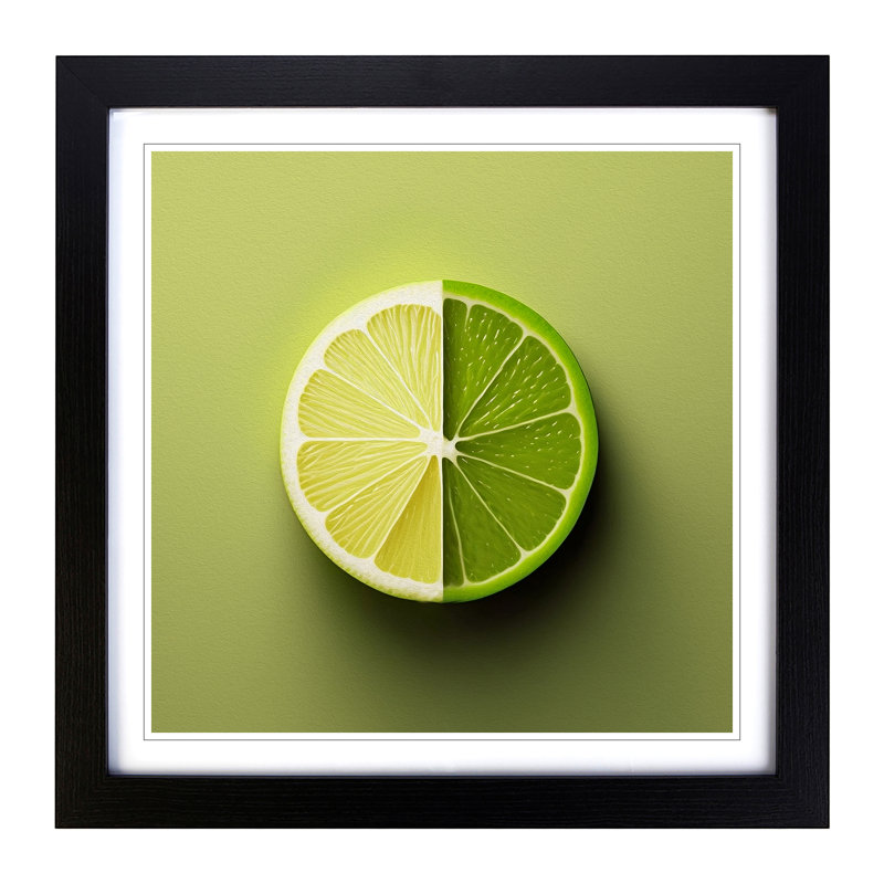Lime Fruit Minimalism - Framed Print, Black