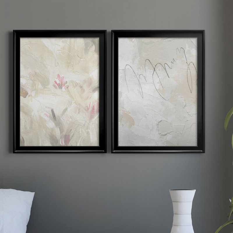 «Soft Abstraction II», ensemble de 2 peintures sur toile encadrées, H 42,5 po x l 30,5 po x P 1 po, Noir