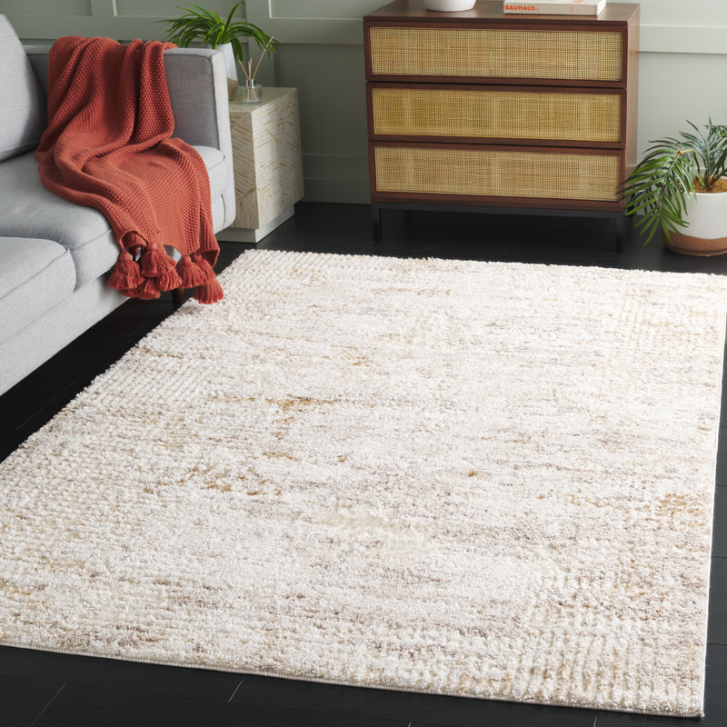 Rothschild Abstract Power Loom Polypropylene Plastic Area Rug in Beige/Ivory, Rectangle 9' x 12'
