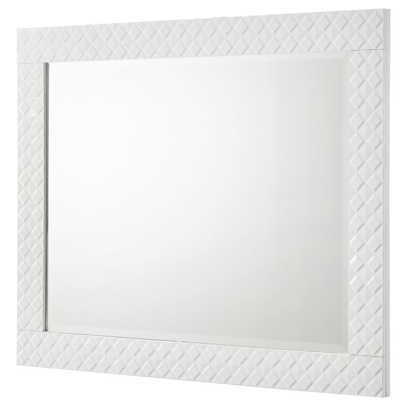 Ivon Dresser Mirror, High Gloss Finish, Rectangular 37 Inch, White