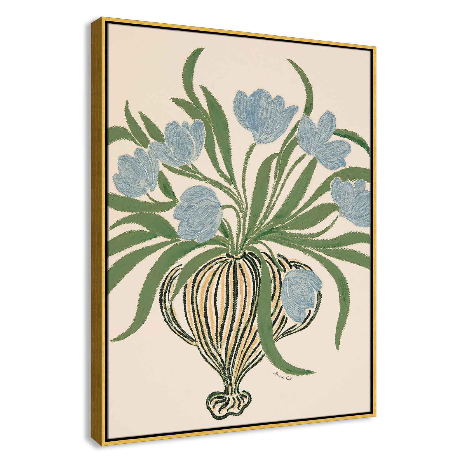 Colette "La Poire Blue Tulips" Print, 41.5" H x 31.5" W, Gold