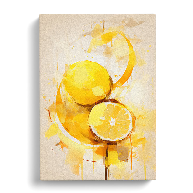Lemon Fruit Gestural Art - Wrapped Canvas, 50cm H x 35cm W x 3cm D