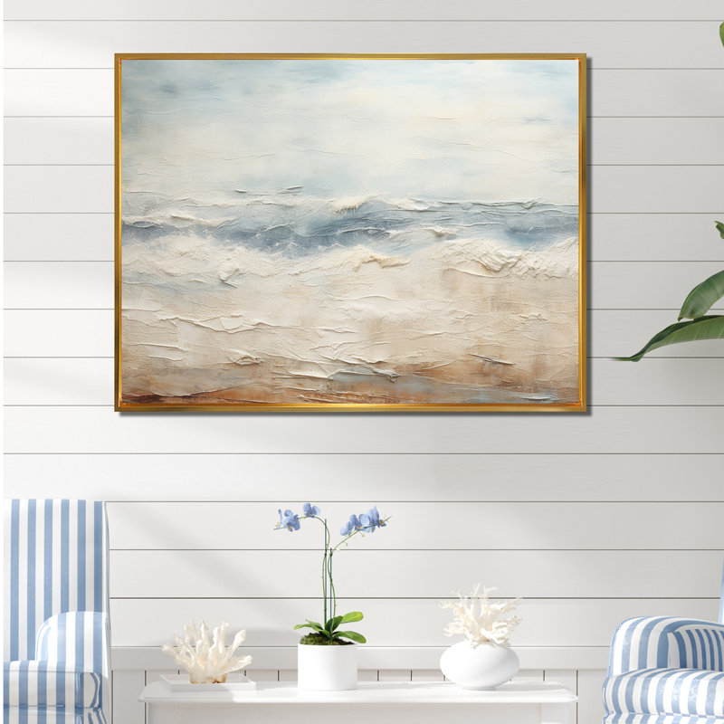 «Rasch - Coastal Ocean», reproduction d'art sur toile encadrée, Cadre flottant doré, H 30 po x l 40 po x P 1,5 po