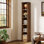 Bibliothèque en bois massif 70,9 "de haut, bibliothèque d'angle étroite à 5 niveaux pour le bureau à domicile, la chambre à coucher, les petits espaces