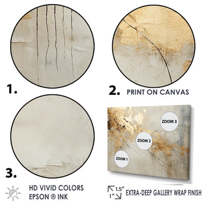 Art mural grand beige et or VI - formes abstraites