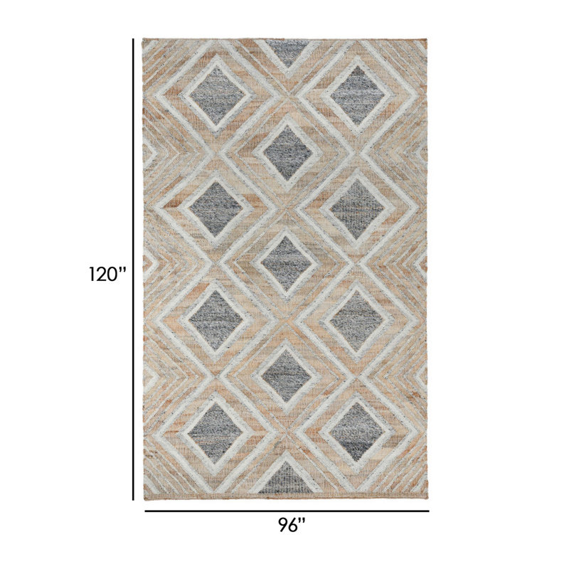 Geometric Area Rug in Natural/Gray, Rectangle 8' x 10'