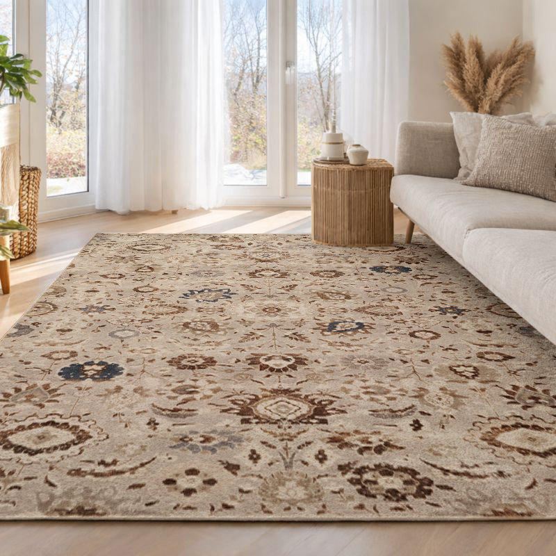 Tapis traditionnel gris et brun Lunelle, 152 cm x 229 cm