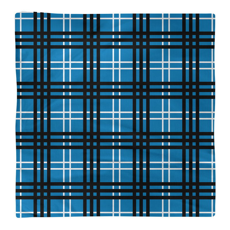 Plaid Square Napkin, Honolulu Blue/White/Black, 22" x 22", Polyester