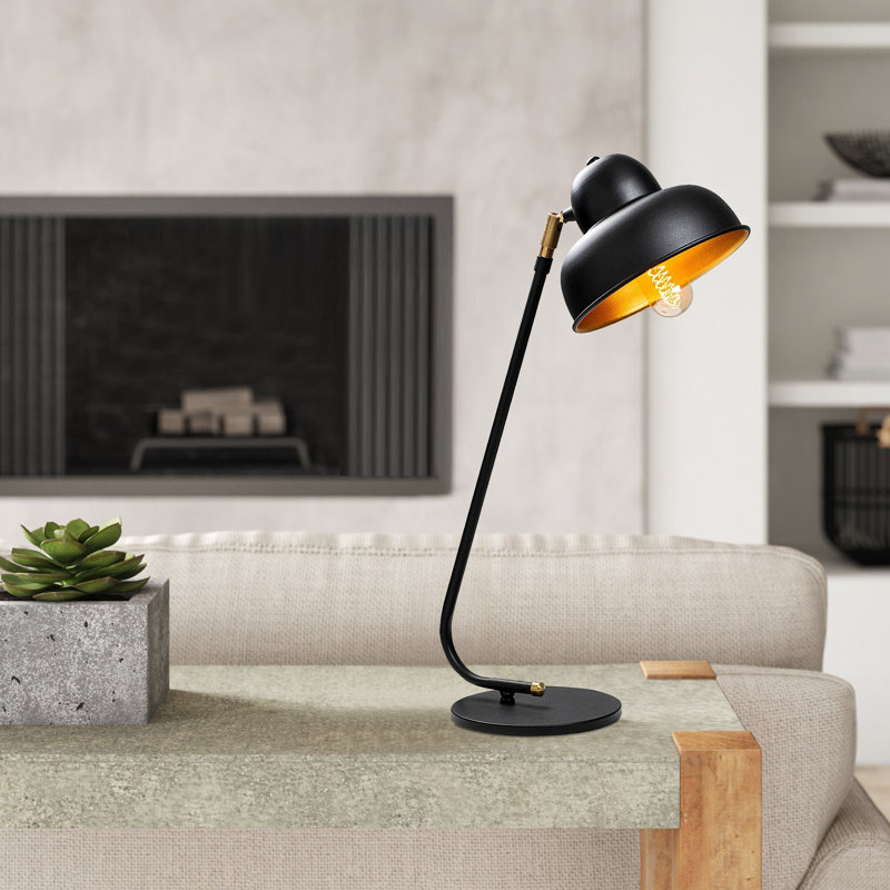 Wood Desk Lamp, Black/Gold