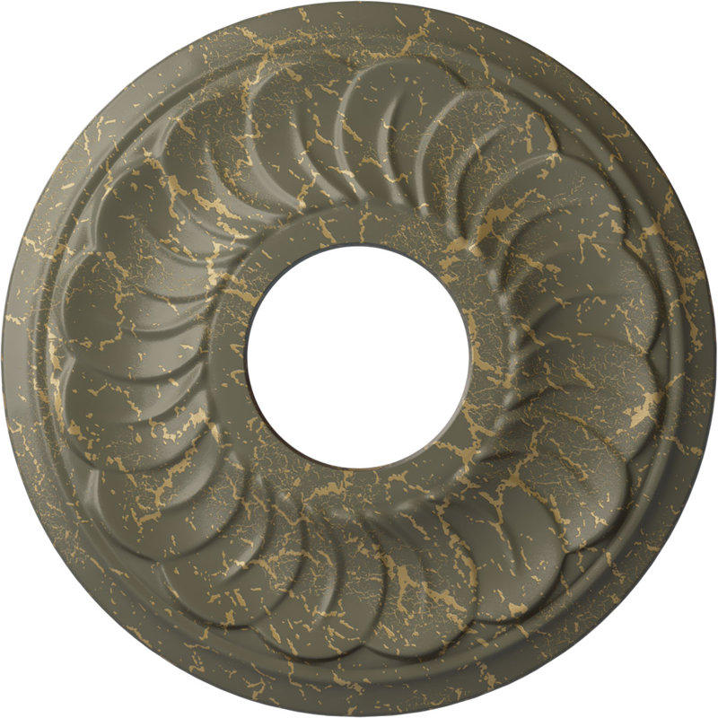 Médaillon de plafond Endurathane feuille, P 11 3/8 po x P 3 5/8 po x P 1 1/8 po (convient aux auvents jusqu'à 4 3/4 po), finition topaze fumée peinte à la main
