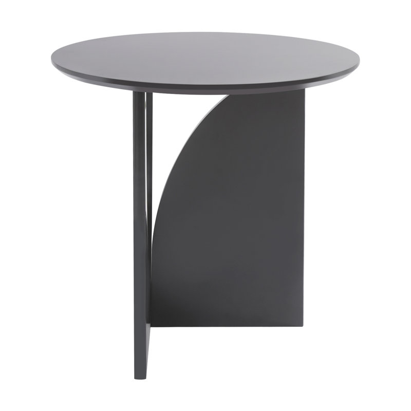 Modern Round End Table, Matte Black