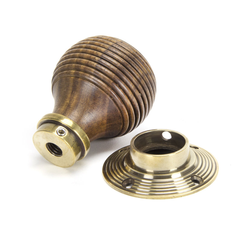 Beehive Door Knob, Rosewood / Aged Brass