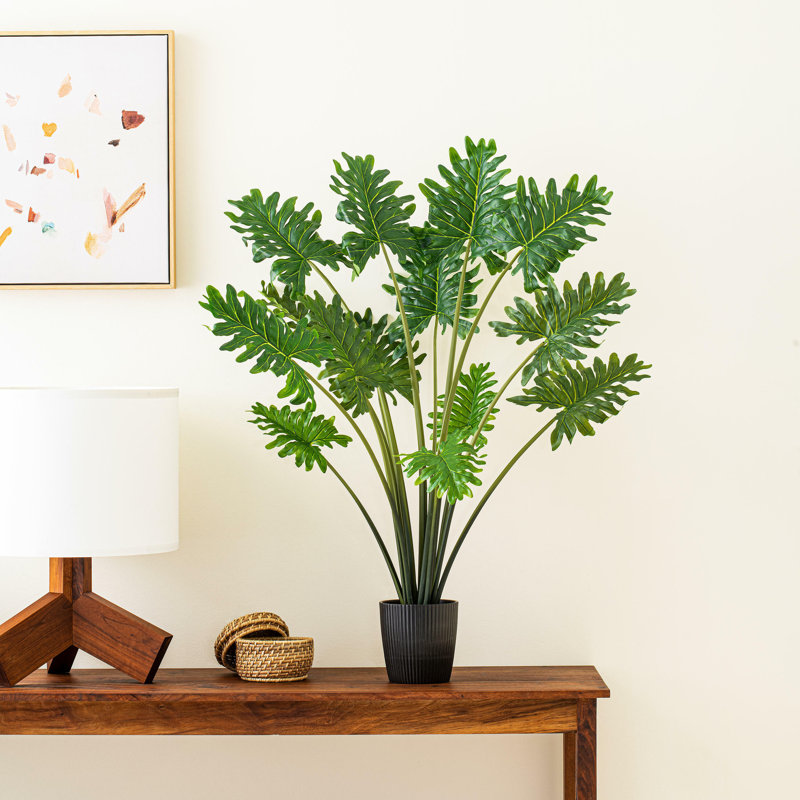 Grand buisson de Philodendron artificiel en pot, H 38 po x l 40 po x P 40 po