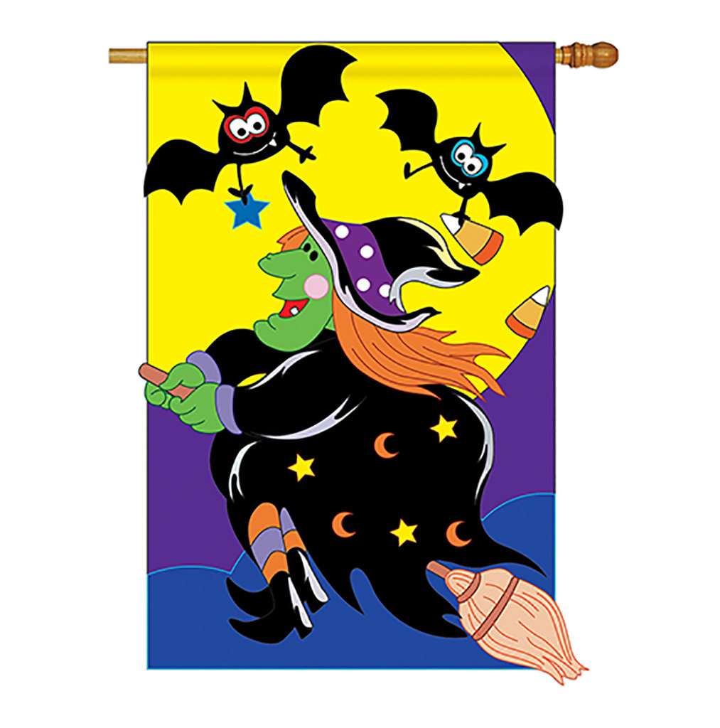 Krisdapor Double Sided 40'' H x 28'' W Polyester Halloween House Flag The Holiday Aisle® 