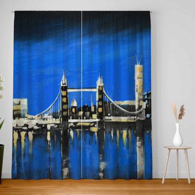 Blue Skyline of London Blackout Curtains | Home Decor Pair