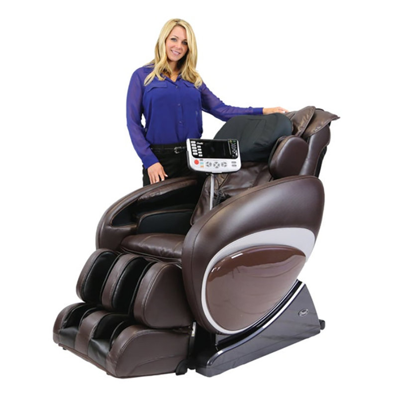 Osaki Faux Leather Heated Massage Chair, Brown Faux Leather