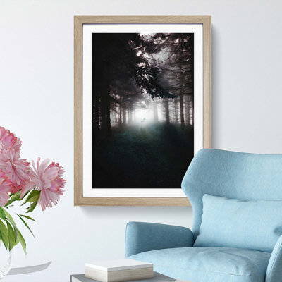White Wolf in a Forest - Framed Print
