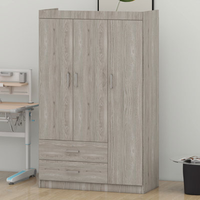 Triple Door Closet with Built-In Drawers