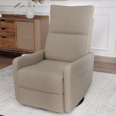Fauteuil inclinable pivotant manuel, fauteuil à bascule pivotant à 360° pour adultes, petit fauteuil à bascule pour petits espaces, fauteuil inclinable à bascule en tissu rembourré pour chambre d'enfant, salon, siège de cinéma (brun)