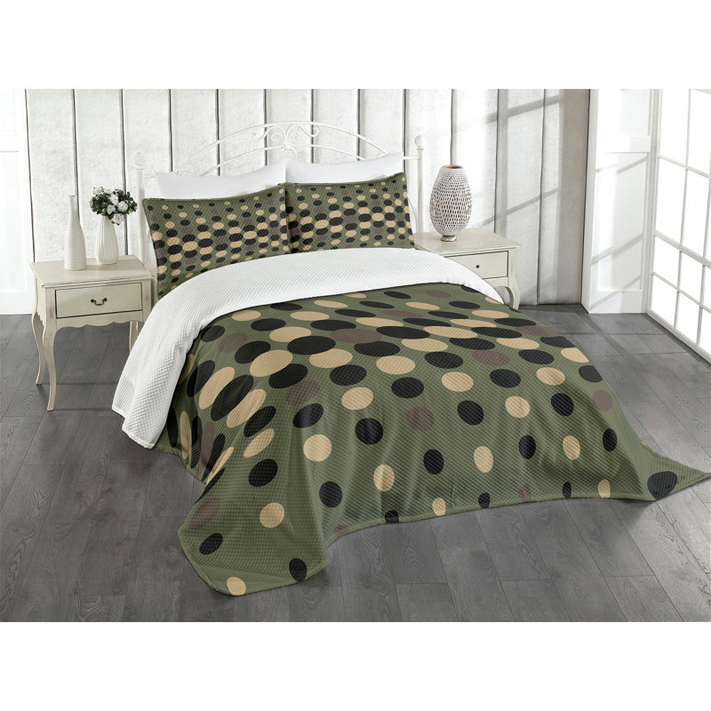 Ambensonne Olive Green Multicolor Multicolor, King Coverlet/Bedspread + 2 Pillow Shams