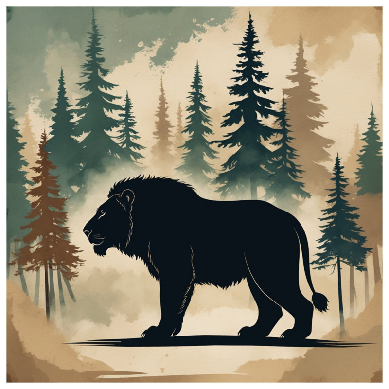Lion In Pine Forest Comforter, Queen
