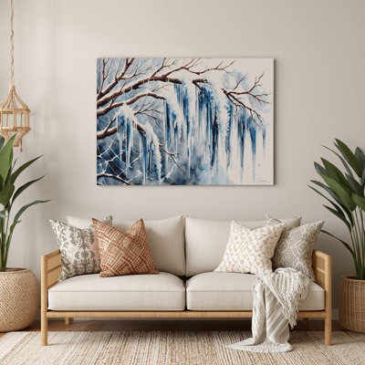Christmas Icicle Formations Gray Metal Wall Art