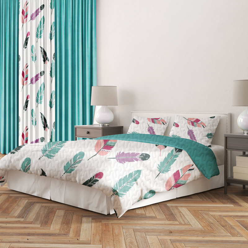 Ensemble de literie et de rideaux pour grand lit 9 pièces Boho, Couvre-lit grand + 8 pièces supplémentaires