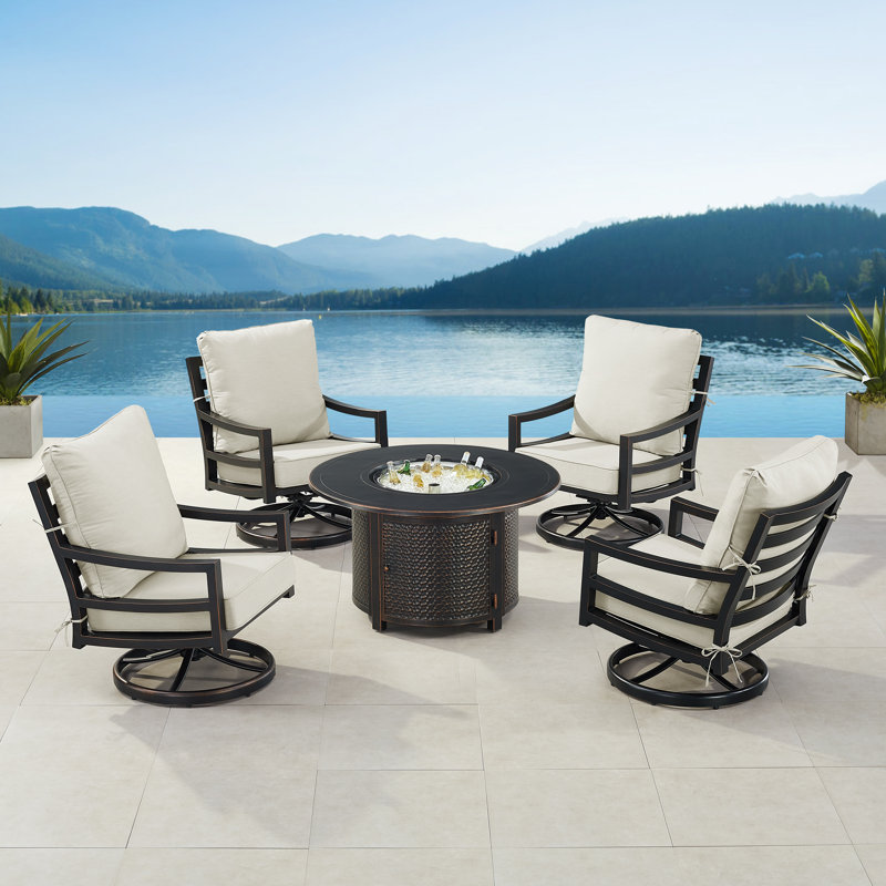 Ferrie 4 - Person Patio Conversation Set with Cushions, Light Grey