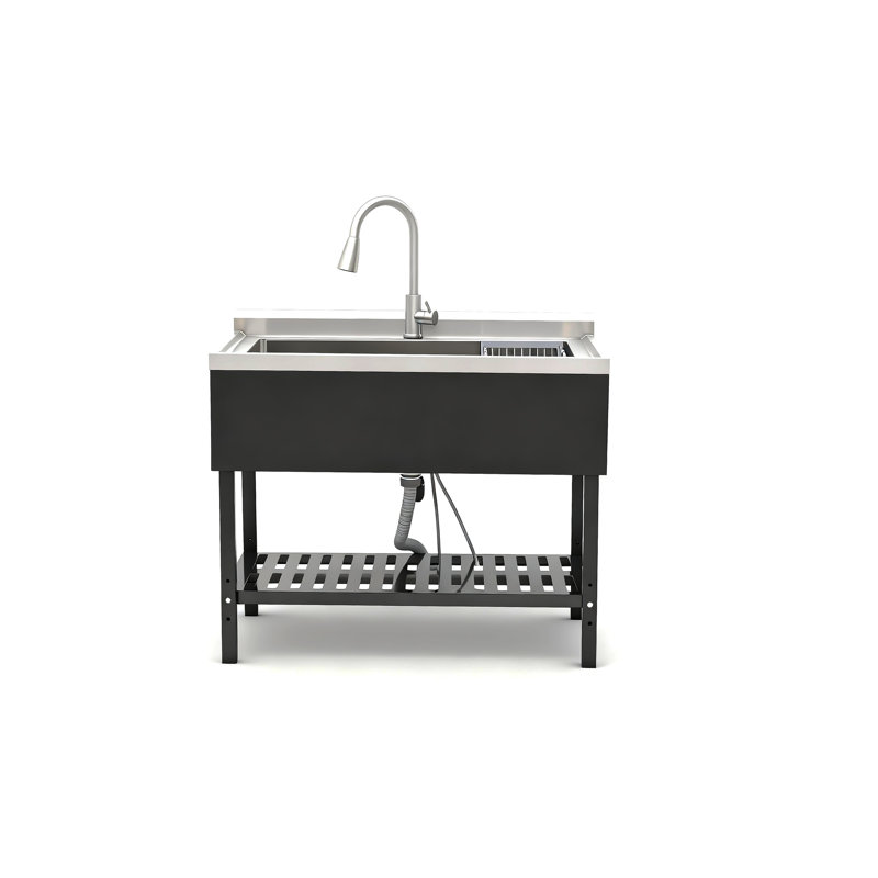 Stainless Steel Utility Sink, Freestanding Sink 1, Black