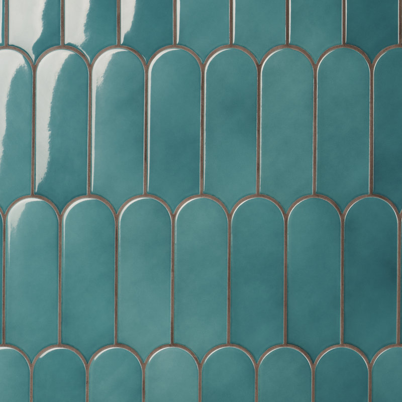 Carrelage mural en céramique polie à échelle de poisson 2,83 po x 7,67 po Airy, Turquoise
