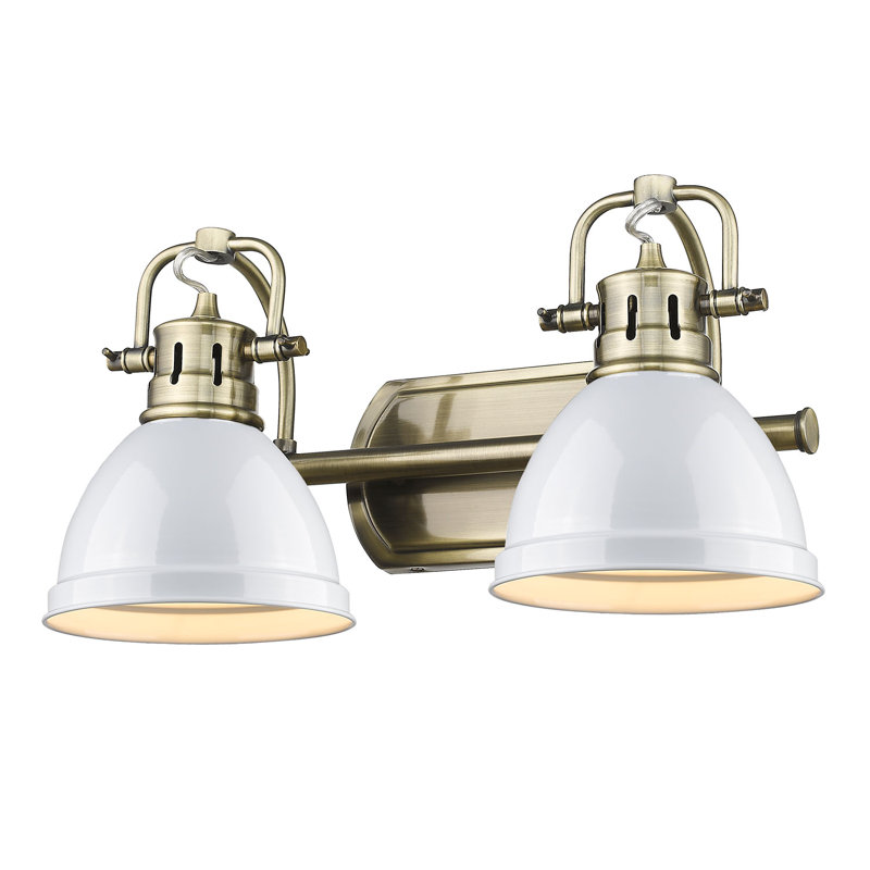 Lyndee 2 - Light Dimmable Vanity Light, White, Aged Brass