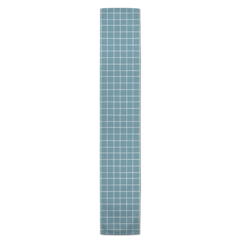 Askerby Roughhexagon Table Runner, 72" x 16", Sky Blue, Minor Hand Drawn Plaid